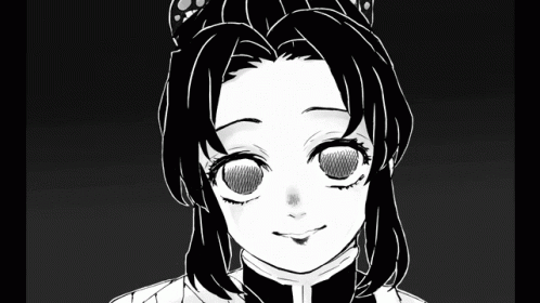 Shinobu Black & White Anime Smiling Serenely GIF