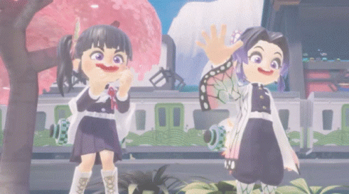 Shinobu & Kanao Chibi Greetings GIF