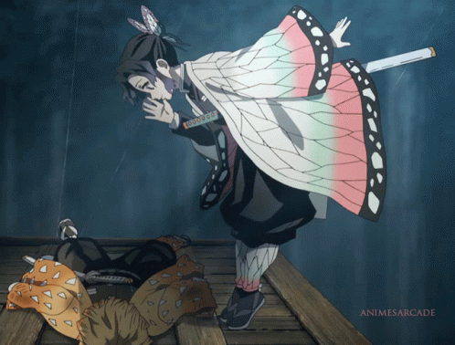 Shinobu Kocho Saying Yoo-hoo To Zenitsu GIF