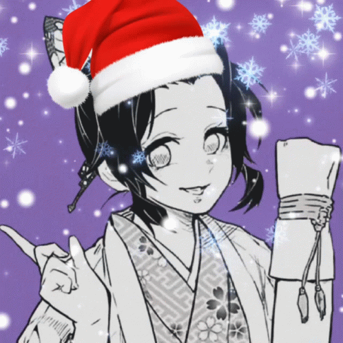 Shinobu Kocho With Kimono And Santa Hat GIF