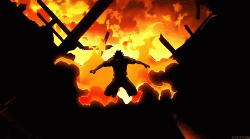 Shinra Kusakabe Silhouette Burning Flames GIF
