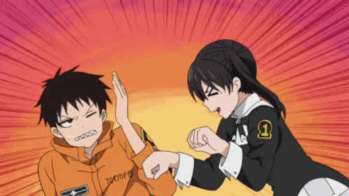Shinra Iris Playful Moment Fire Force GIF