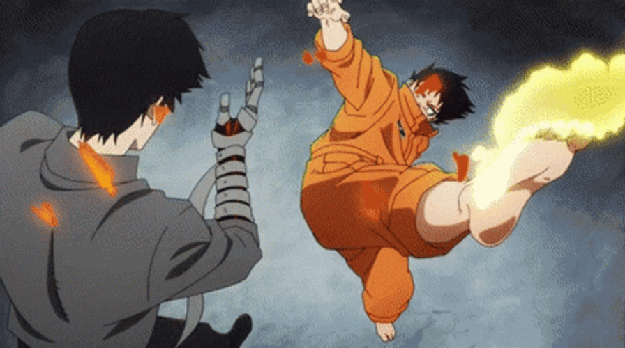 Shinra Kusakabe Releasing Devil's Footprint Power GIF