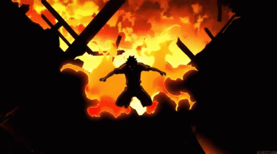 Shinra Kusakabe Silhouette Burning Flames GIF