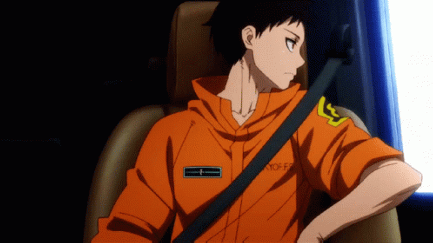 Shinra Kusakabe Window Glance Yellow Suit GIF