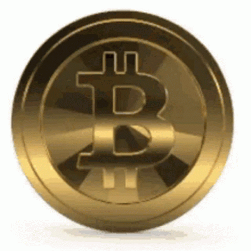 Shiny Gold Bitcoin Spinning Slowly GIF