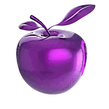 Shiny Purple Apple with Leaf
