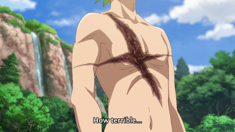 Shirtless Anime Character How Terrible on Chest