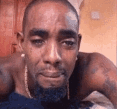 Shirtless Bearded Man Crying GIF