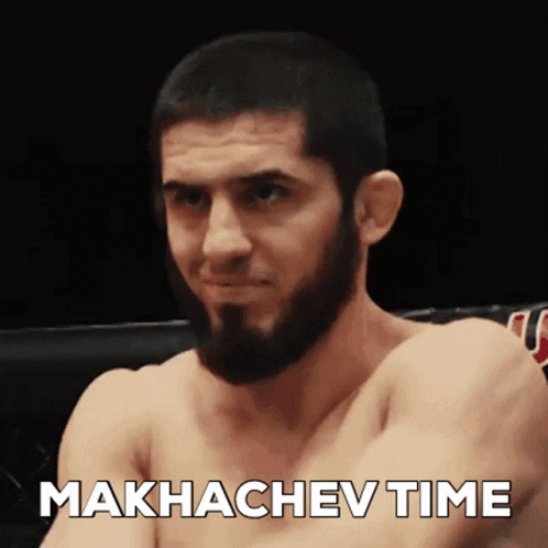 Shirtless Bearded Man In Boxing Ring Makhachev Time GIF
