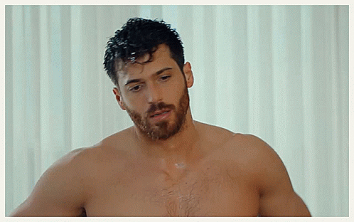 Shirtless Bearded Man Standing GIF