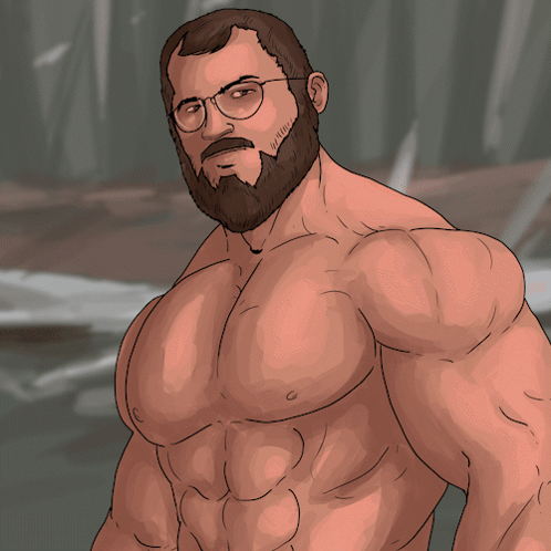 Shirtless Bearded Man With Glasses GIF