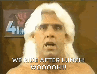 Shirtless Blonde Man Saying We Ride After Lunch