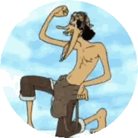 Shirtless Cartoon Character Flexing Muscles