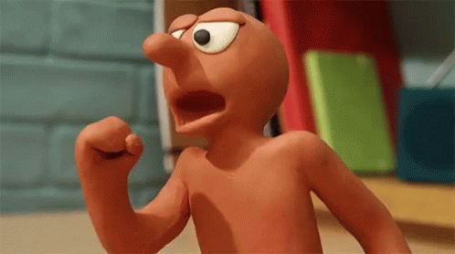 Shirtless Cartoon Character Making Fist