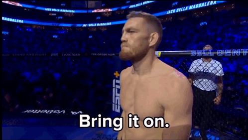 Shirtless Fighter Saying Bring It On GIF