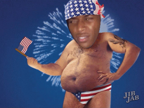 Shirtless Man American Flag Jib Jab