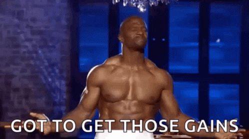 Shirtless Man Arms Outstretched Got To Get Those Gains GIF