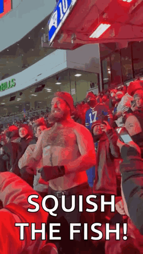Shirtless Man At Football Game GIF