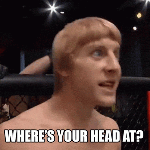 Shirtless Man Boxing Ring Asking Where's Your Head At