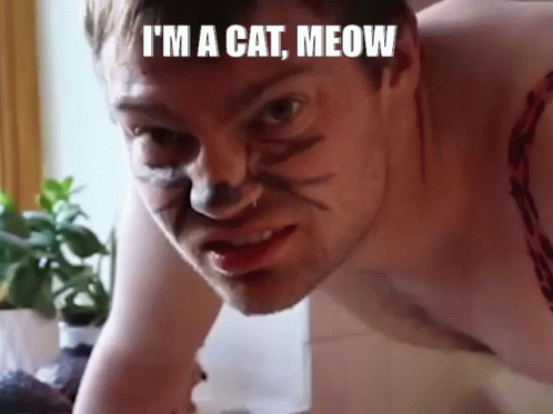 Shirtless Man Cat Paws Says I'm Cat Meow
