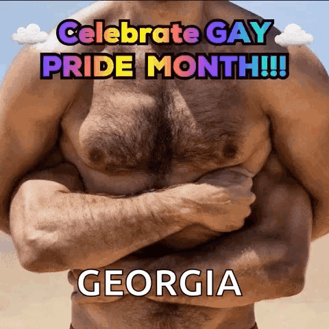 Shirtless Man Crossed Arms Celebrate Gay Pride