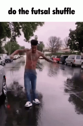 Shirtless Man Dancing Do the Futsal Shuffle