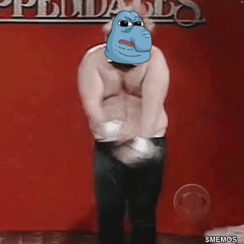 Shirtless Man Dancing With Cartoon Face GIF