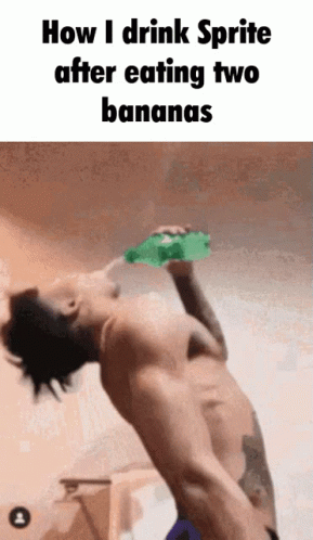 Shirtless Man Drinking Sprite from Green Bottle
