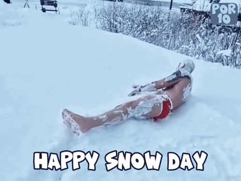 Shirtless Man Happy Rolling On Snow Day GIF