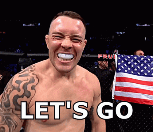 Shirtless Man Holding American Flag Saying Let's Go GIF