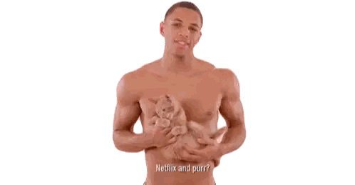 Shirtless Man Holding Cat Netflix Purr