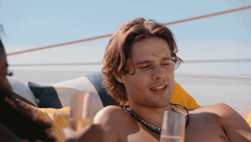 Shirtless Man Holding Glass Of Water GIF