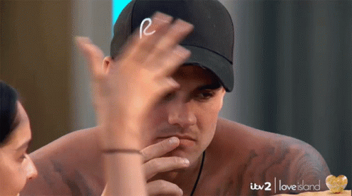 Shirtless Man In Black Baseball Cap With Letter R GIF