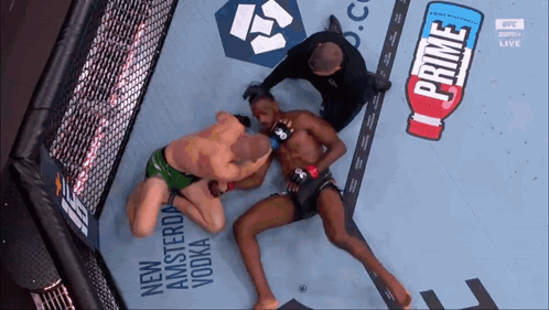 Shirtless Man In Cage With UFC Apex Sign GIF