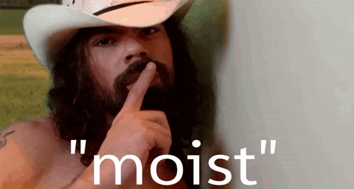 Shirtless Man In Cowboy Hat Shushing Moist GIF