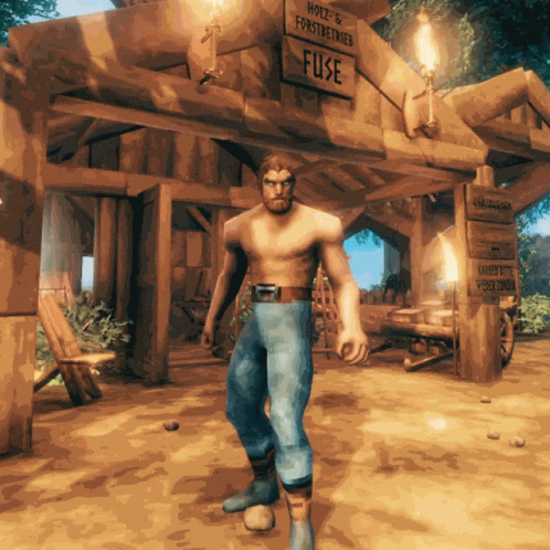 Shirtless Man in Front of Fuse Building