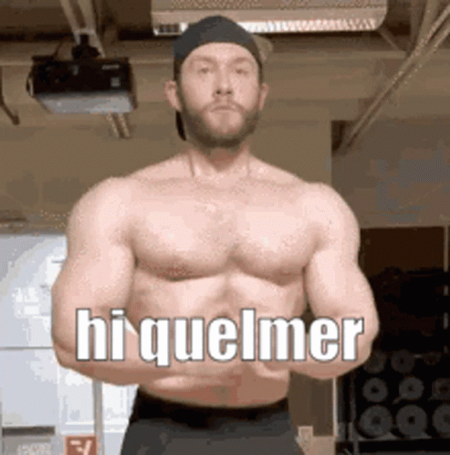 Shirtless Man In Gym With Arms Crossed And Hiquelmer On Chest GIF