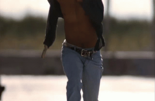 Shirtless Man in Jeans and Black Belt