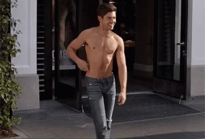Shirtless Man In Jeans Walking Out GIF