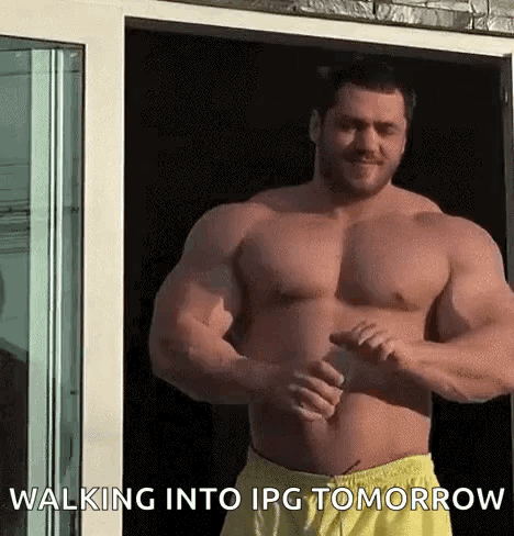 Shirtless Man In Yellow Shorts GIF