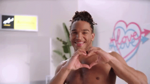 Shirtless Man Making Heart With Hands Love Sign GIF