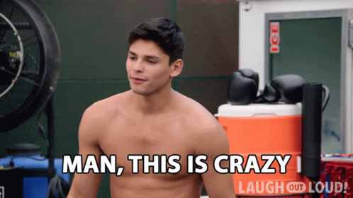 Shirtless Man Saying Man This Is Crazy