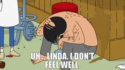 Shirtless Man Saying Uh Linda I Don't Feel Well