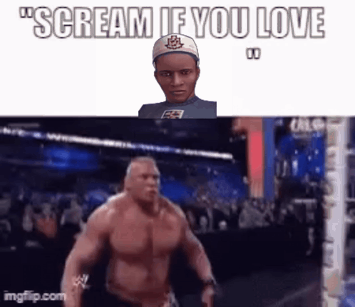 Shirtless Man Screaming at Crowd