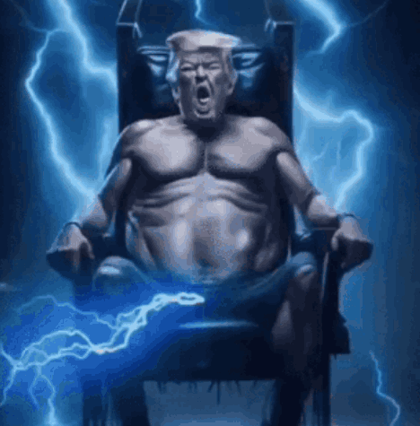 Shirtless Man Sitting on Chair With Lightning