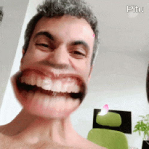 Shirtless Man Smiling Big Mouth Pitu GIF
