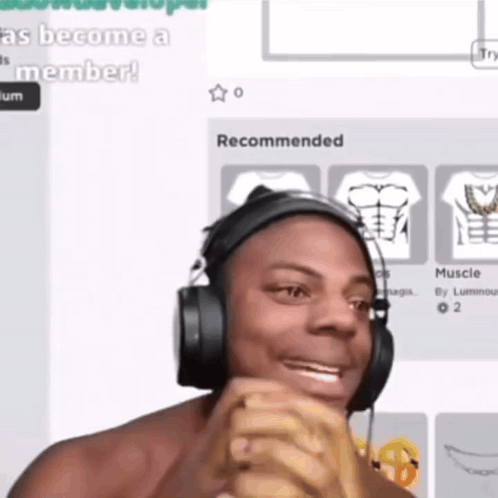 Shirtless Man Smiling With Headphones GIF