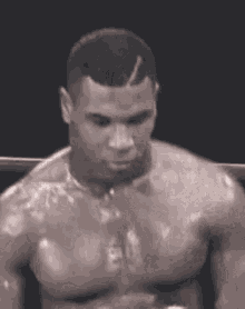 Shirtless Man Standing In Boxing Ring GIF