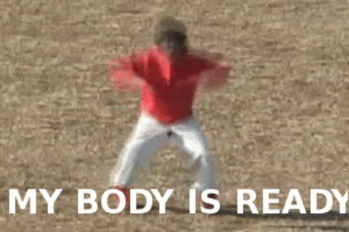 Shirtless Man Standing In Field My Body Is Ready GIF